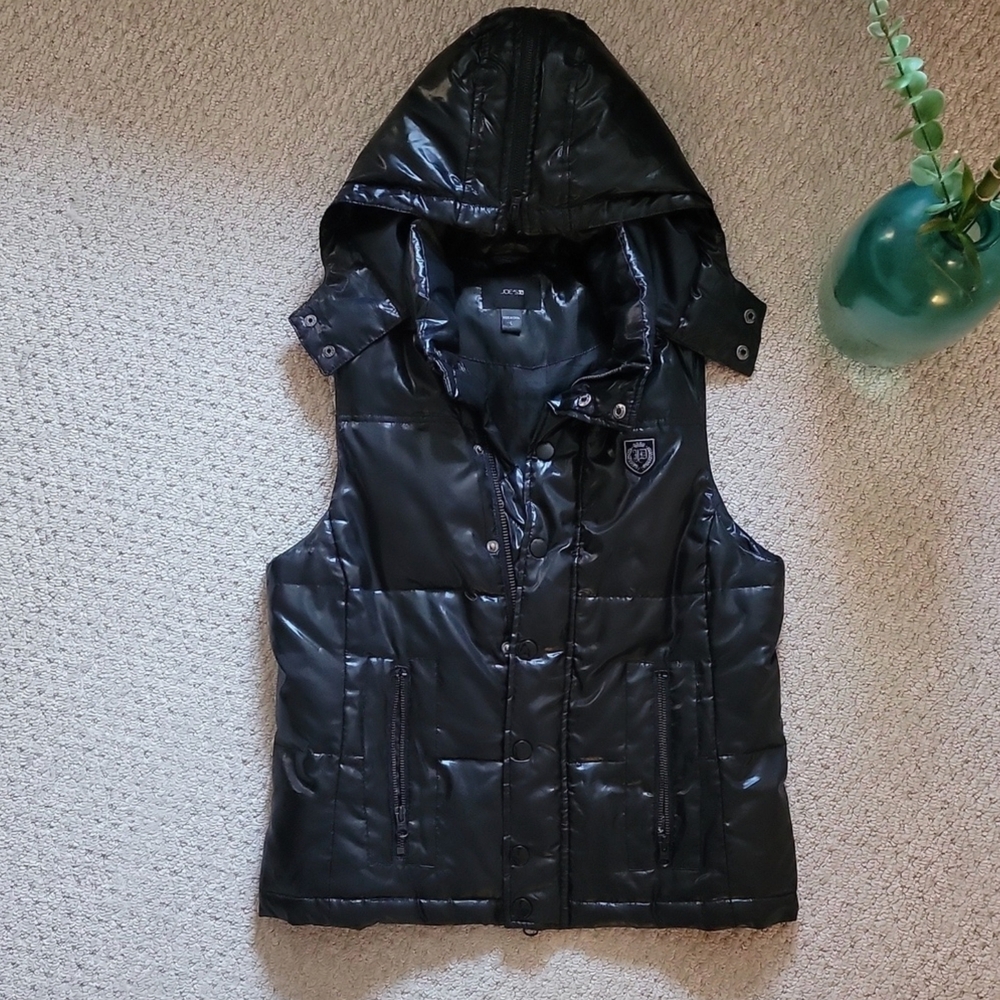 Black Puffer Vest with Hood